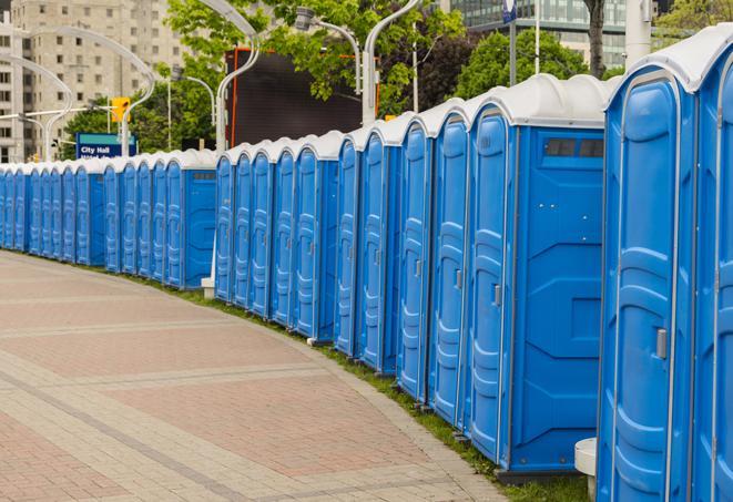 Seasonal porta potty units set up at a Hope, Arkansas venue